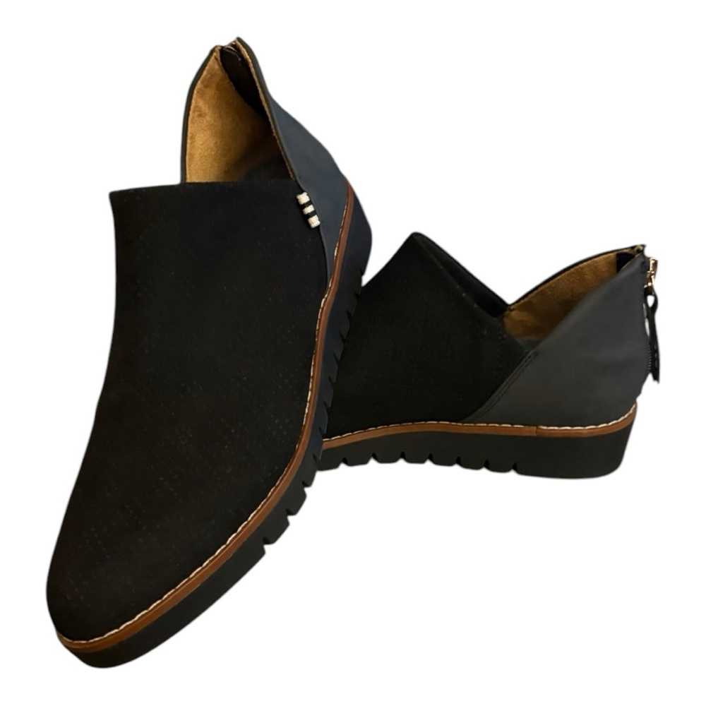 Dr Scholl's Ankle Bootie Womens Sz 9M Dress Workwear Comfort Wedge Slip On Black - Picture 2 of 9